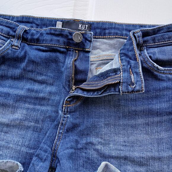 KUT From The Kloth Gidget Fray Shorts size 14 denim cutoffs jorts dark wash blue - Picture 4 of 15